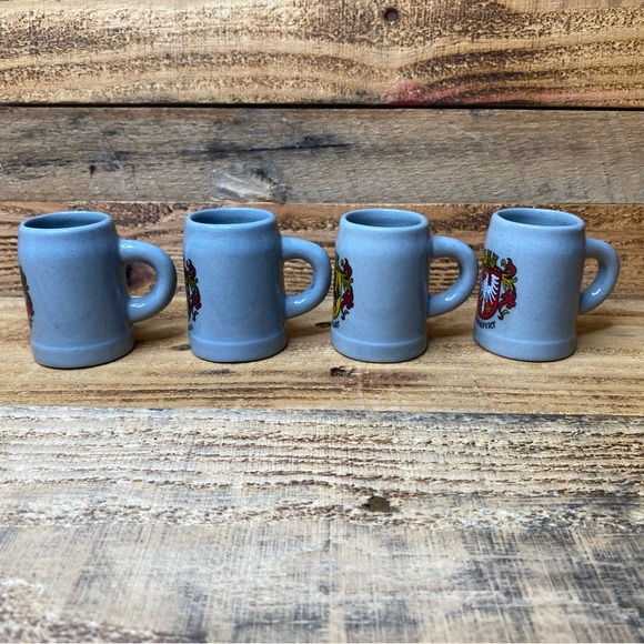 Lot of 4 Miniature German Stoneware Beer Mugs Stein Shot Glasses - Picture 3 of 8